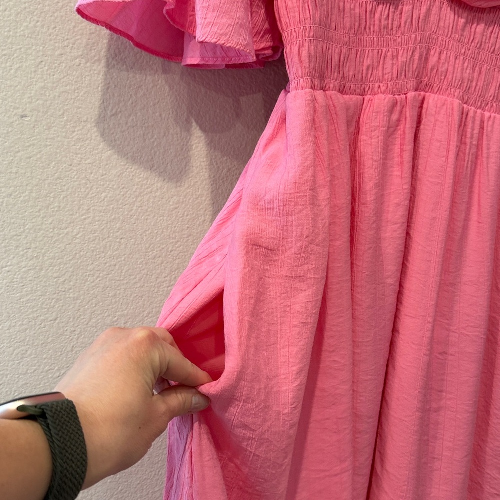 Abercrombie & Fitch Organza Tiered Pink Mini Dress Size Medium‎ Tall - Picture 6 of 10